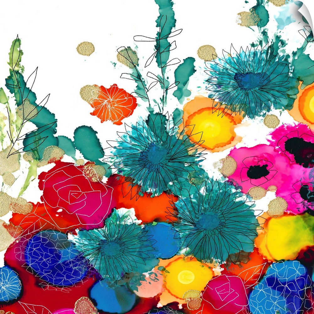 The loose style of alcohol inks makes this colorful floral image an impact statement.