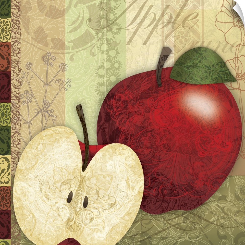 Sophisticated, pattern-driven fruit art works for kitchen,  dining room and more