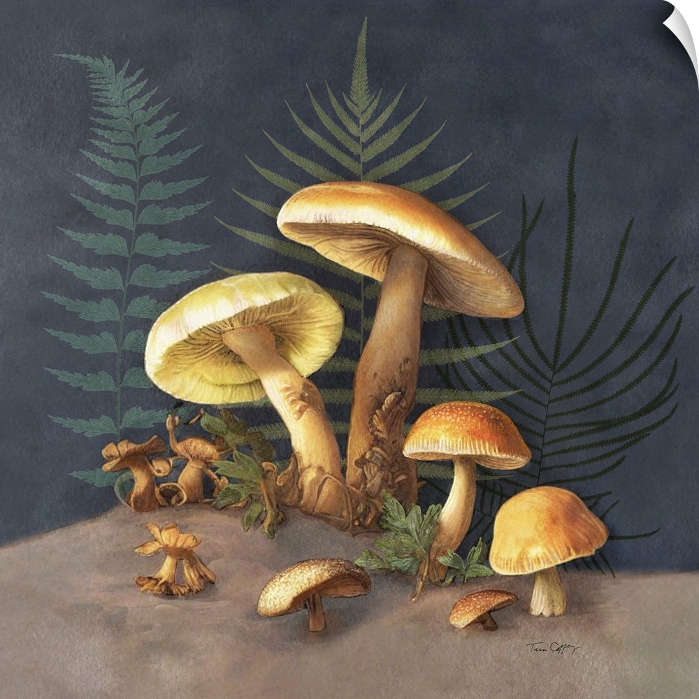 This earthy depiction of the popular mushroom makes an impactful decor statement.