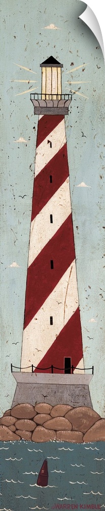 Nautical lighthouse panel by renowned folk artist Warren Kimble