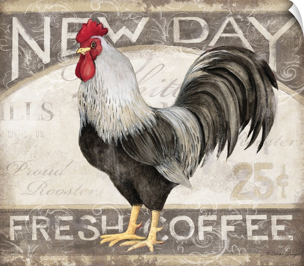Vintage rooster sign adds a retro touch to your decor