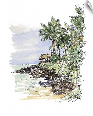 Palm Tree Island Scene