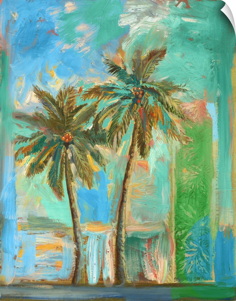 Palm trees evoke warm, sun, tropics; escape!
