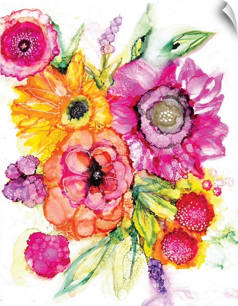The loose style of alcohol inks makes this floral image an impact statement.