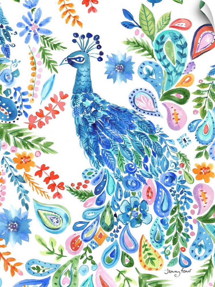 This colorful and elegant peacock will splash to any room.