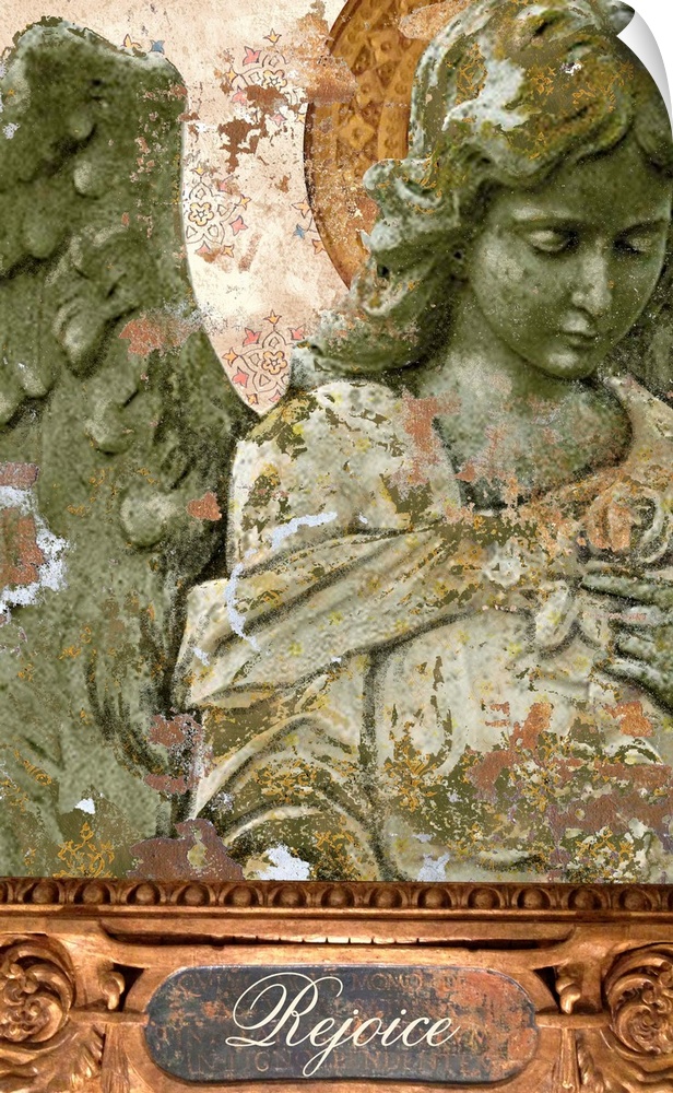 Renaissance sculptural angel evoke a classic and spiritual tone.