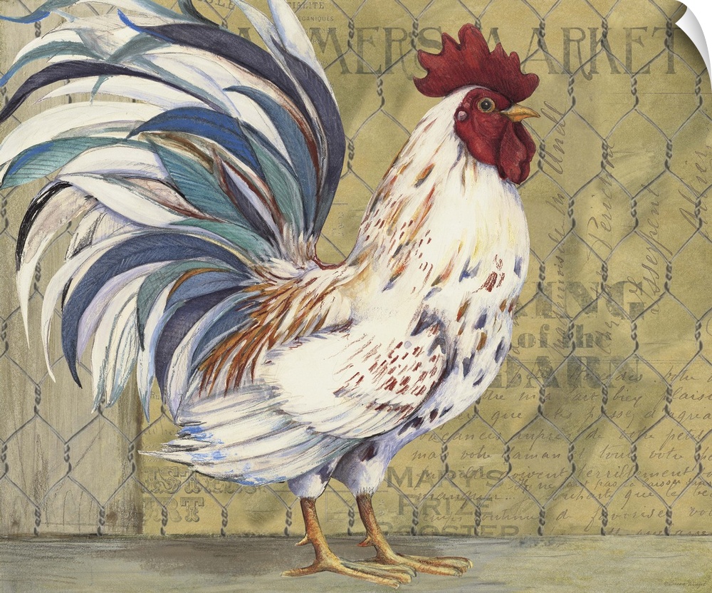 Sophisticated country rooster adds warmth to dining room, kitchen and more.