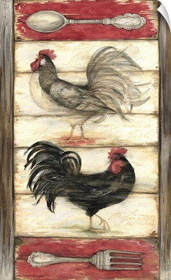 Rooster on Wood Panel