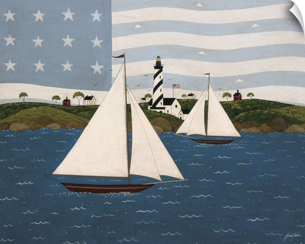 America the Beautiful Sea to Shining Sea by renowned folk artist Warren Kimble