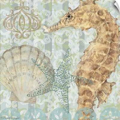 Seahorse - Blue Scroll