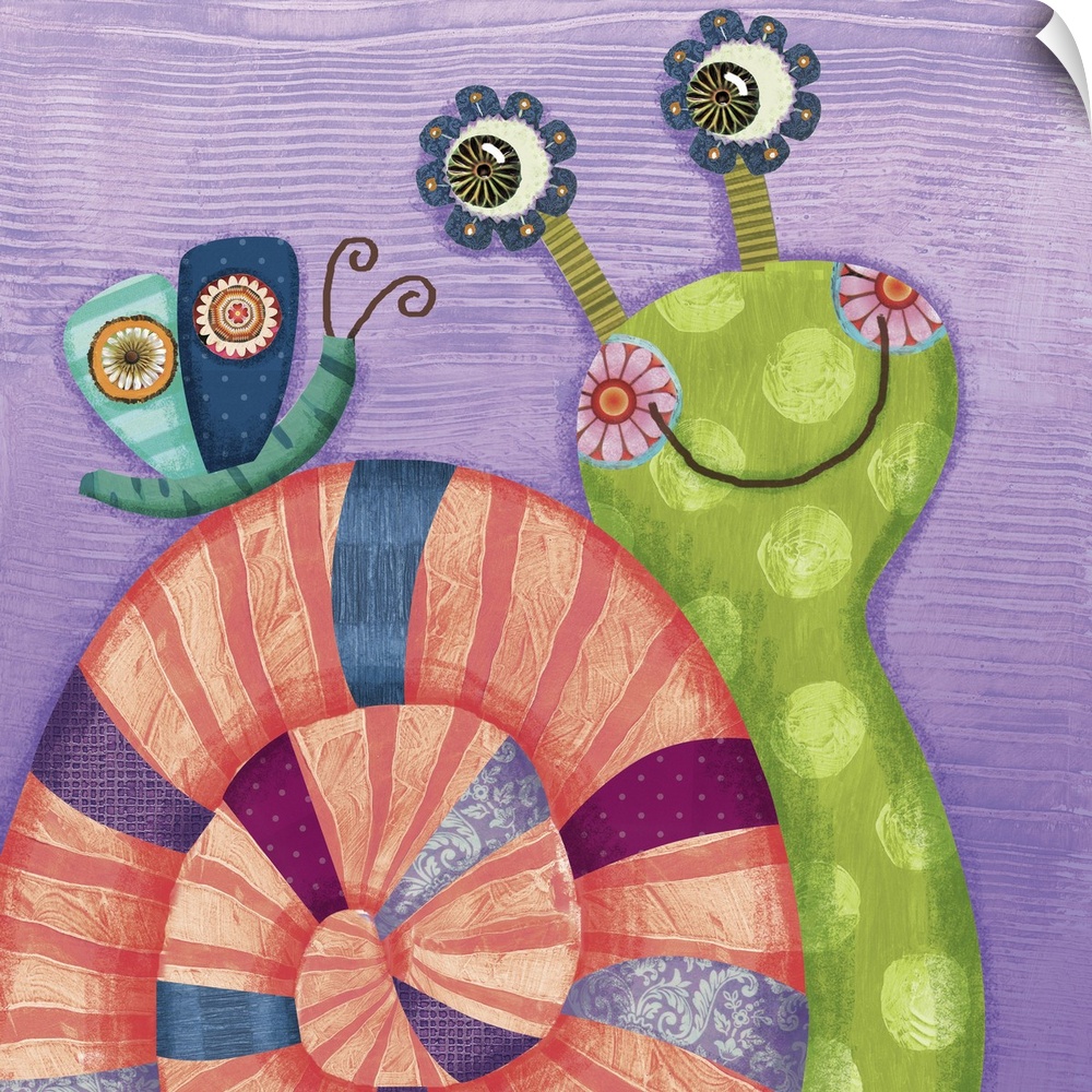 Playful art with bright, bold and happy critters.  Perfect for kids room or playroom.