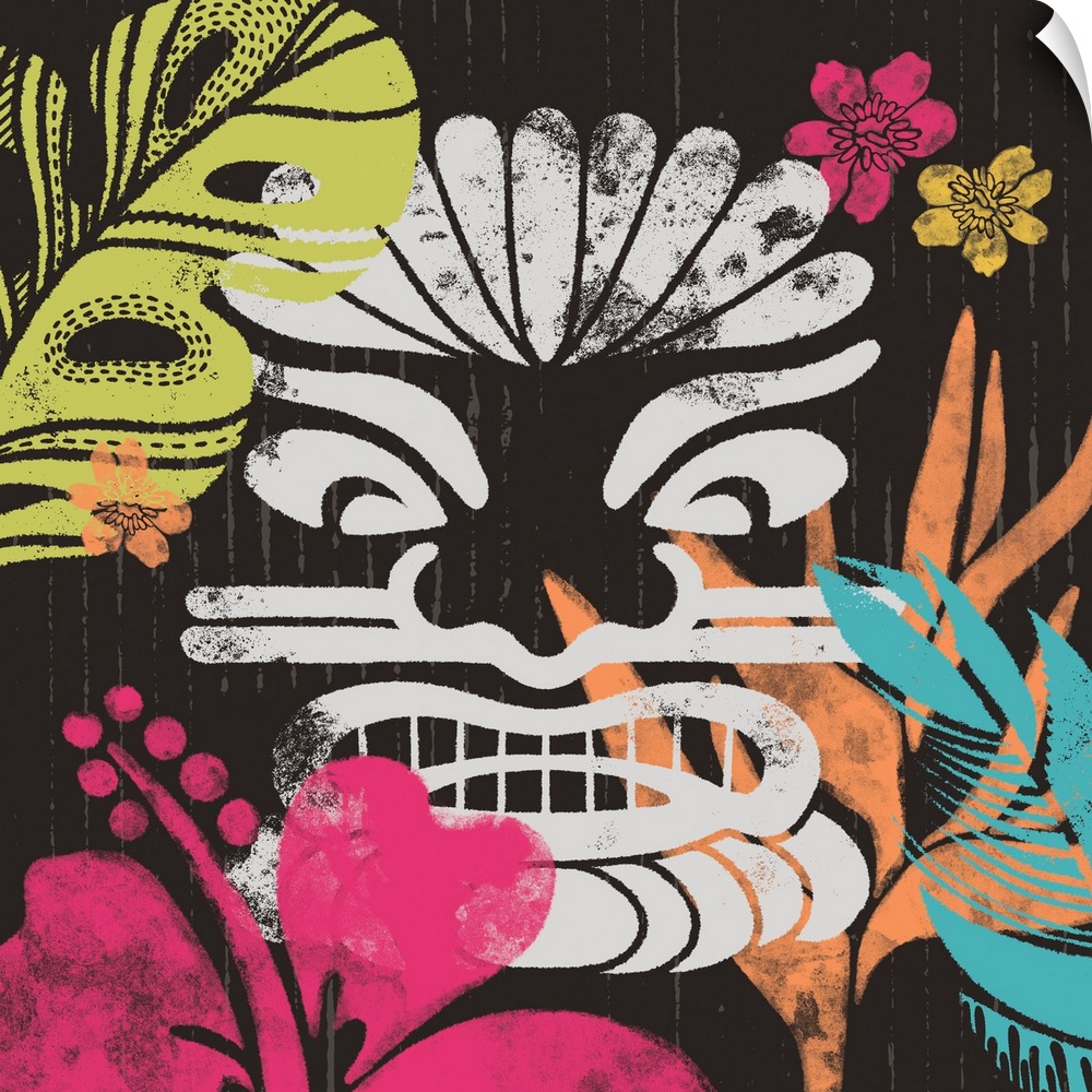 Evoke the tropics with this colorful and fun Tiki-themed art.