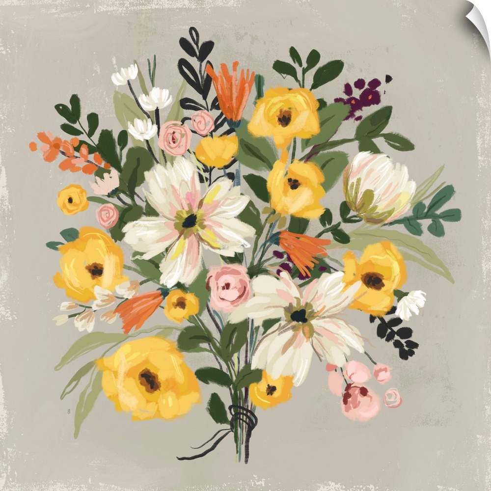 This charming bouquet has a soft color palette that will work in any room