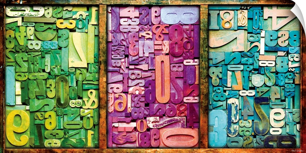Colorful numbers and symbols are turned into edgy docor perfect for the home or office.