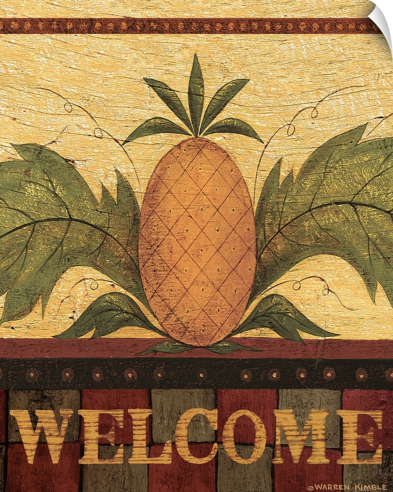 Americana pineapple, symbol of hospitality, by renowned folk artist Warren Kimble