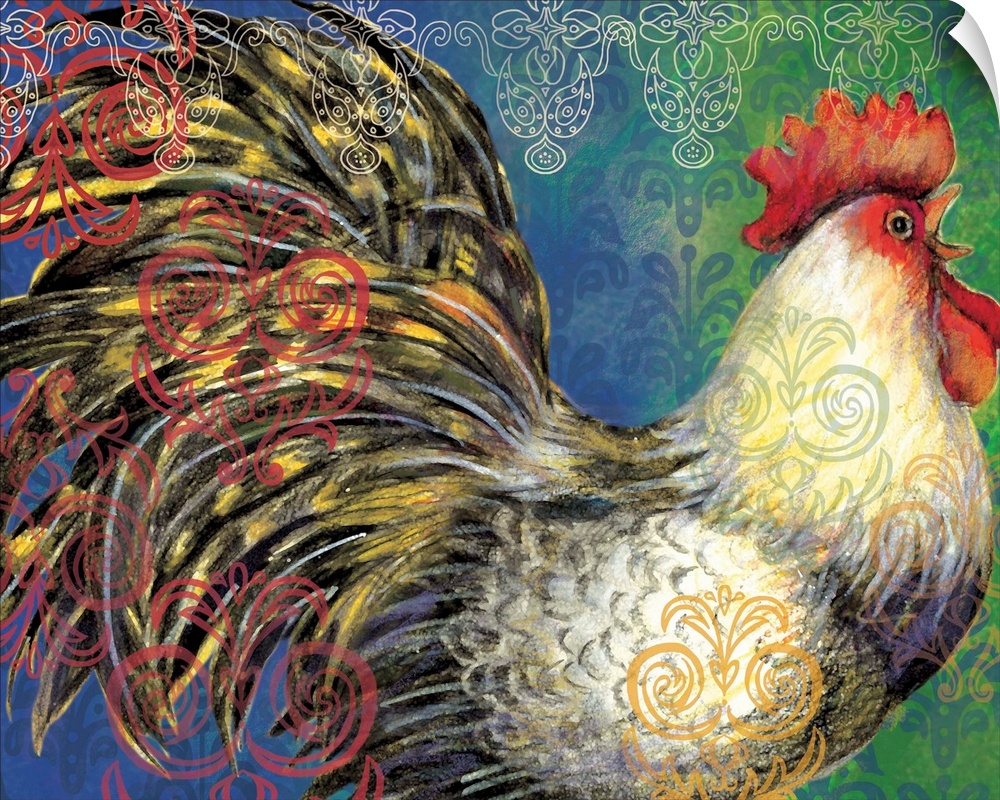 Sophisticated country rooster adds elegant look to dining rooms, kitchens and more.