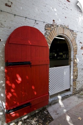 A red door in St. John's, Caribbean