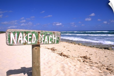 Abstract of naked beach sign in Cozumel Mexico