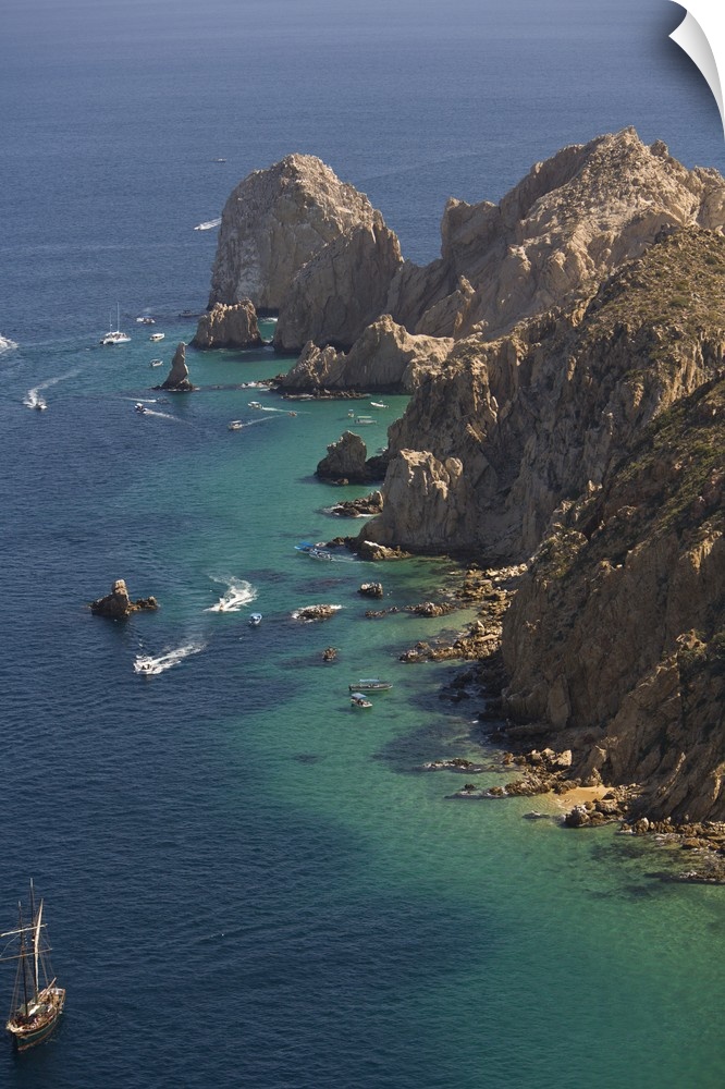 Aerial view of Cabo San Lucas from ultralight aircraft, Baja California, Mexico.