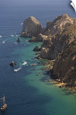 Aerial view of Cabo San Lucas from ultralight aircraft, Baja California, Mexico