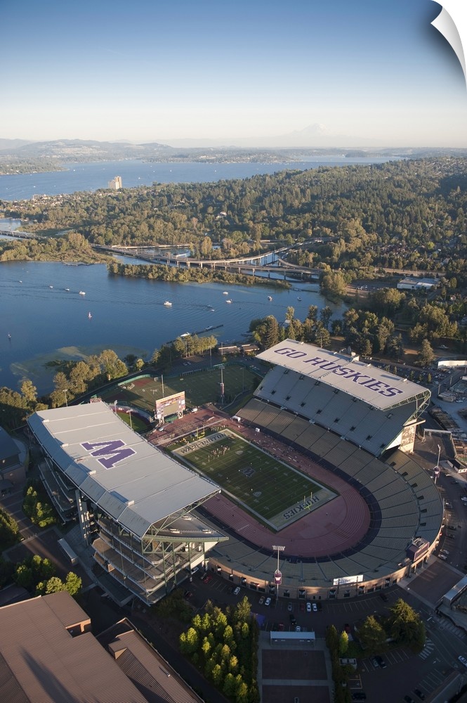 Aerial view of Husky Stadium, Seattle, Washington.