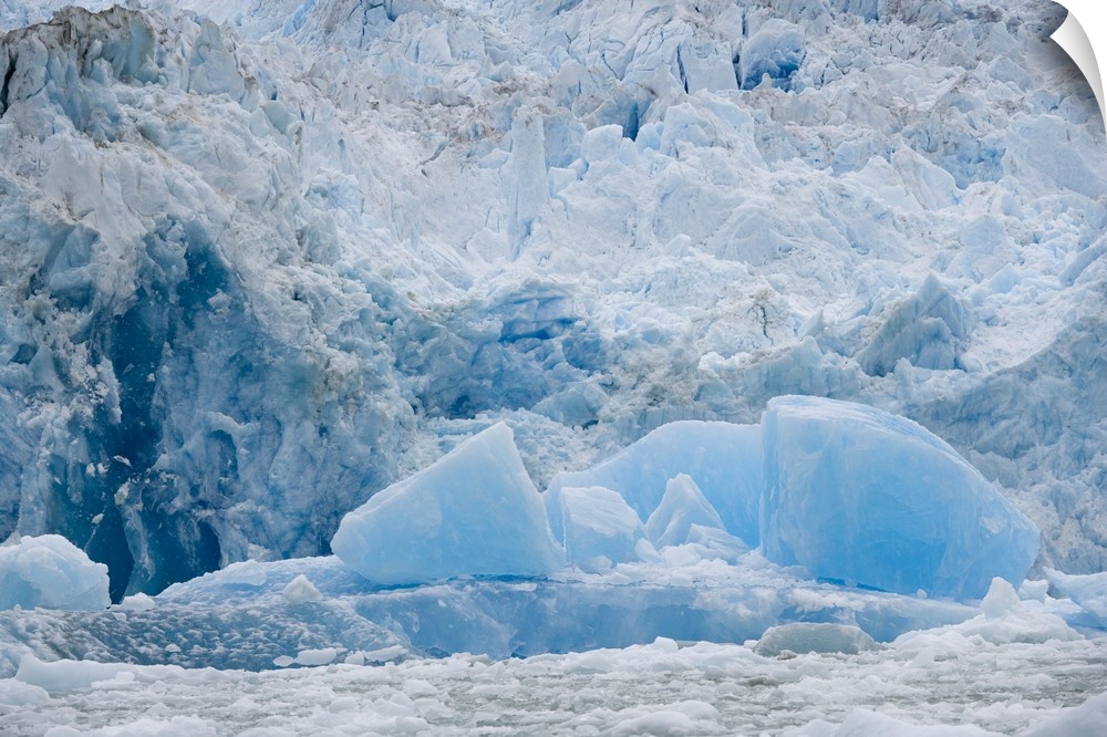 USA, Alaska, Tongass National Forest, Tracy Arm - Fords Terror Wilderness, densely packed blue icebergs from South Sawyer ...