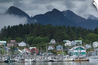 Alaska, Sitka, Town and Waterfront View along Sitka Channel