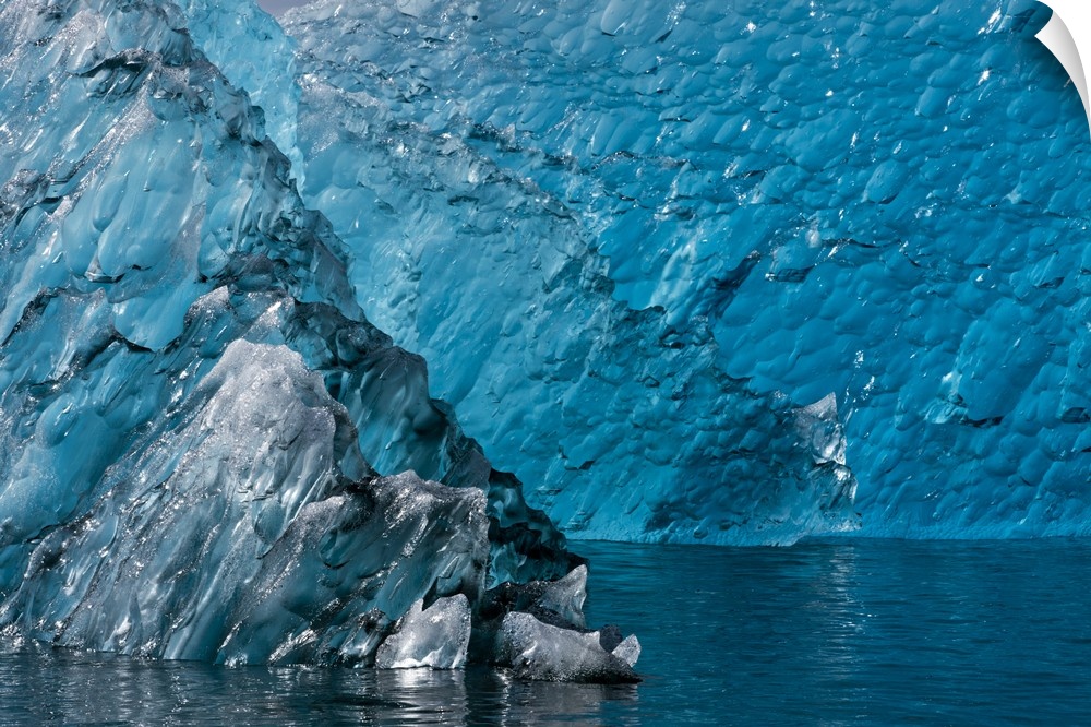 USA, Alaska, Tracy Arm-Fjords Terror Wilderness, Deep blue glacial iceberg floating in Holkham Bay on summer morning.