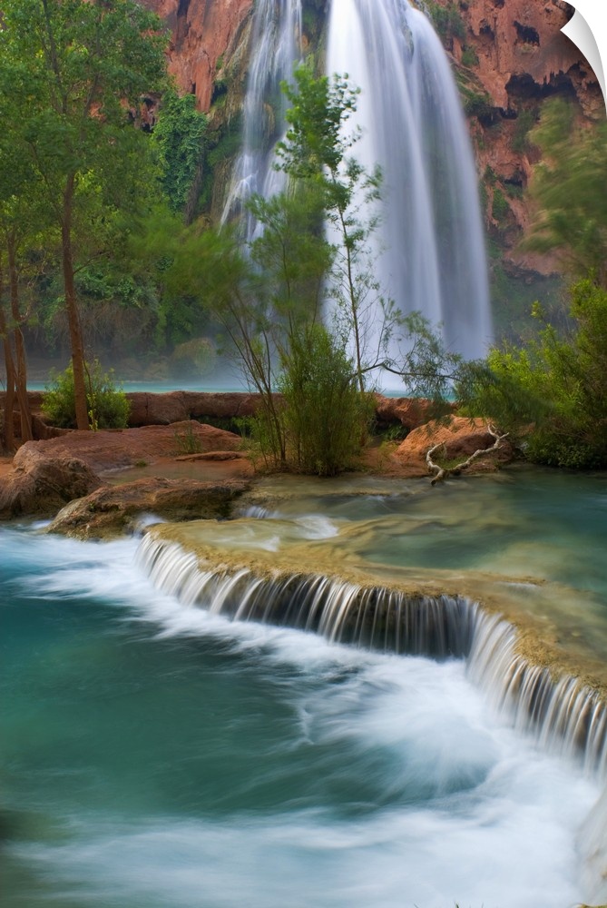 USA, Arizona, Havasu Canyon. Havasu Creek and Havasu Falls flow peacefully through this Grand Canyon oasis.