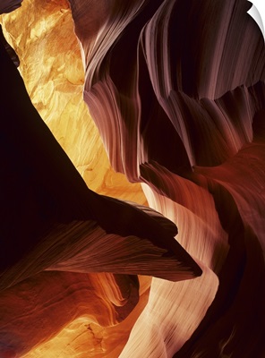 Arizona, reflected sunlight creates amber walls in Lower Antelope Canyon