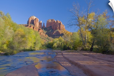 Arizona, Sedona, Red Rock Crossing, Oak Creek with Cathedral Rock