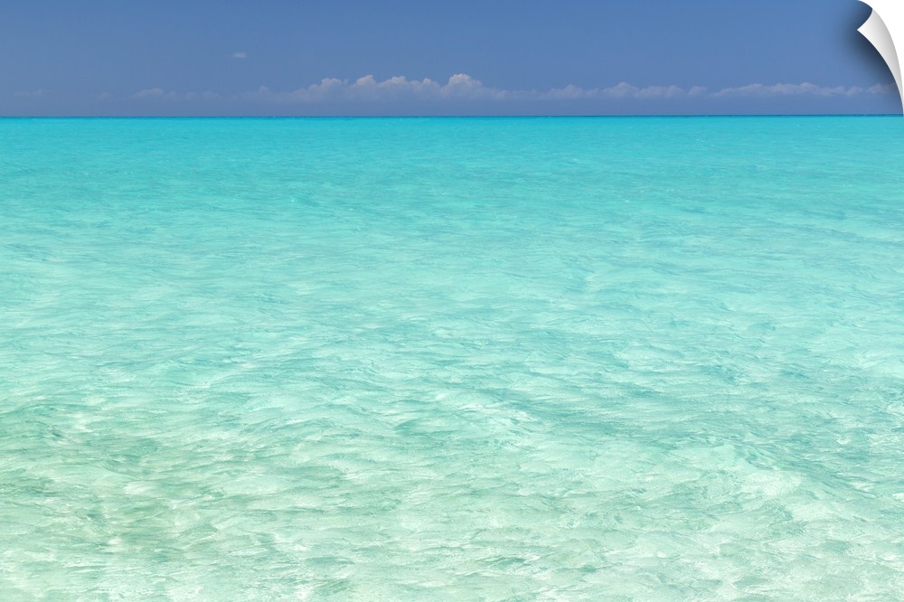 Bahamas, Little Exuma Island. Seascape of aqua ocean water.