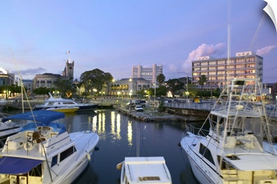 Barbados, Bridgetown, Evening View of The Careenage