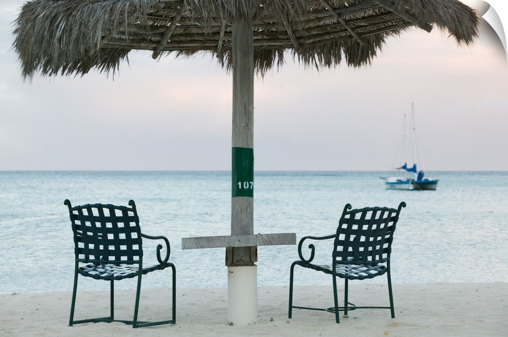 ABC Islands-ARUBA-Palm Beach:.Beach Chairs / Morning