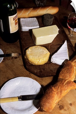 Britanny, France, Cheeses On A Cheese Board