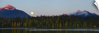 British Columbia, Bowron Lakes Provincial Park, autumn color on Unna Lake