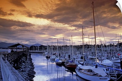 British Columbia, Comox Harbor, boats, sunset