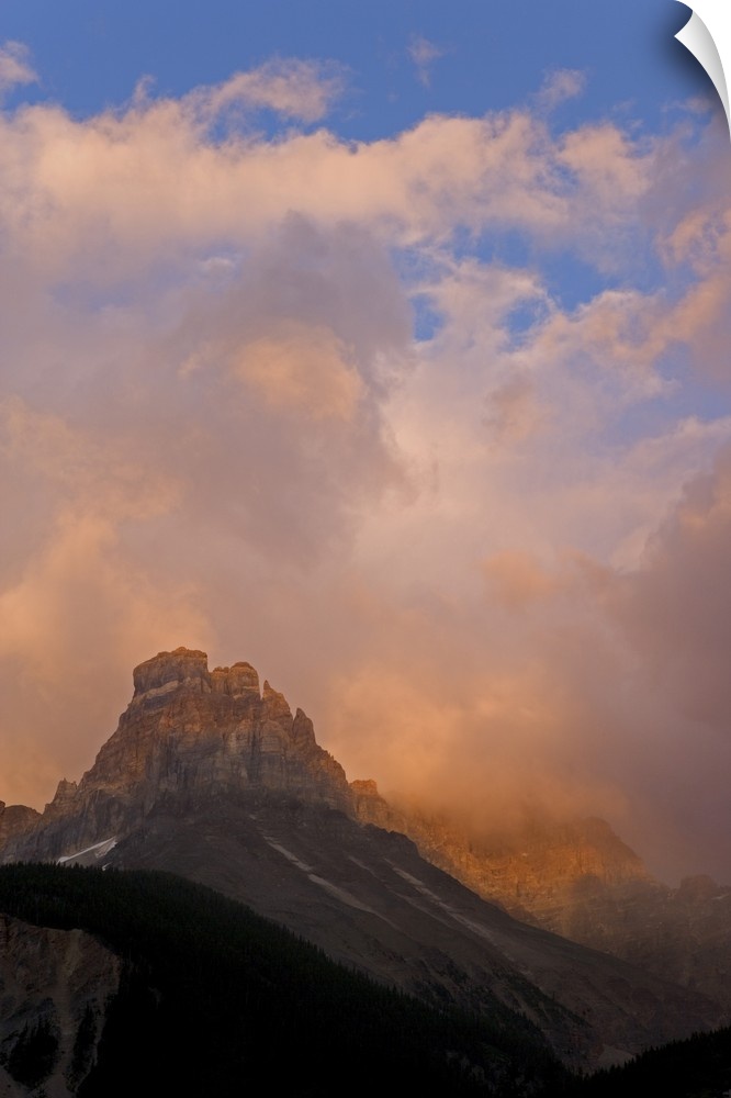 Canada, British Columbia, Yoho National Park. Sunset colors clouds over Cathedral Mountain. Credit as: Don Paulson / Jayne...