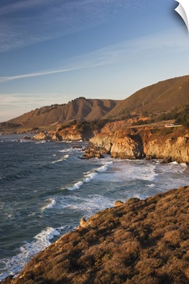 California, Central Coast, Big Sur Area, coastal view by Castle Rock, sunset