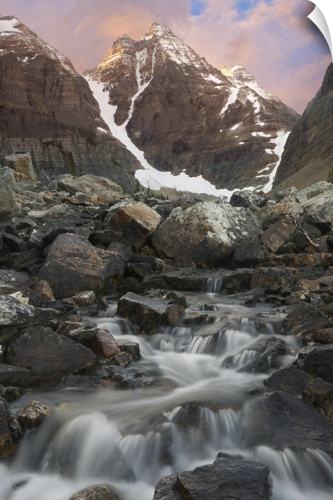 Canada, British Columbia, Yoho National Park. Sunrise over small rapids and Cathedral Mountain. Credit as: Don Paulson / J...