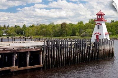 Canada, New Brunswick, St. Stephen wharf and lighthouse