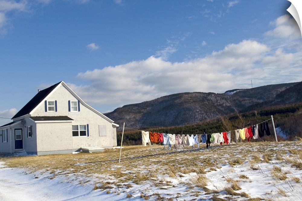 North America, Canada, Nova Scotia, Cape Breton, Winter Clothesline