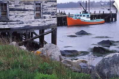 Canada, Nova Scotia, Hunts Point. Lobster boats at dock in harbor