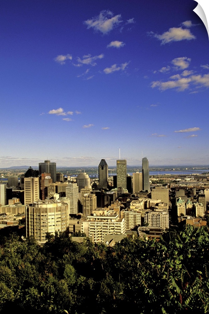 North America, Canada, Quebec, Montreal. City skyline from Mount Royal Park Obsevatory