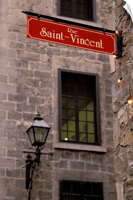 Canada, Quebec, Montreal, Old Montreal, street sign detail