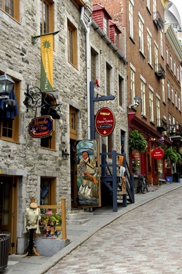 Canada, Quebec, Quebec City. Old Quebec, narrow shop lined streets