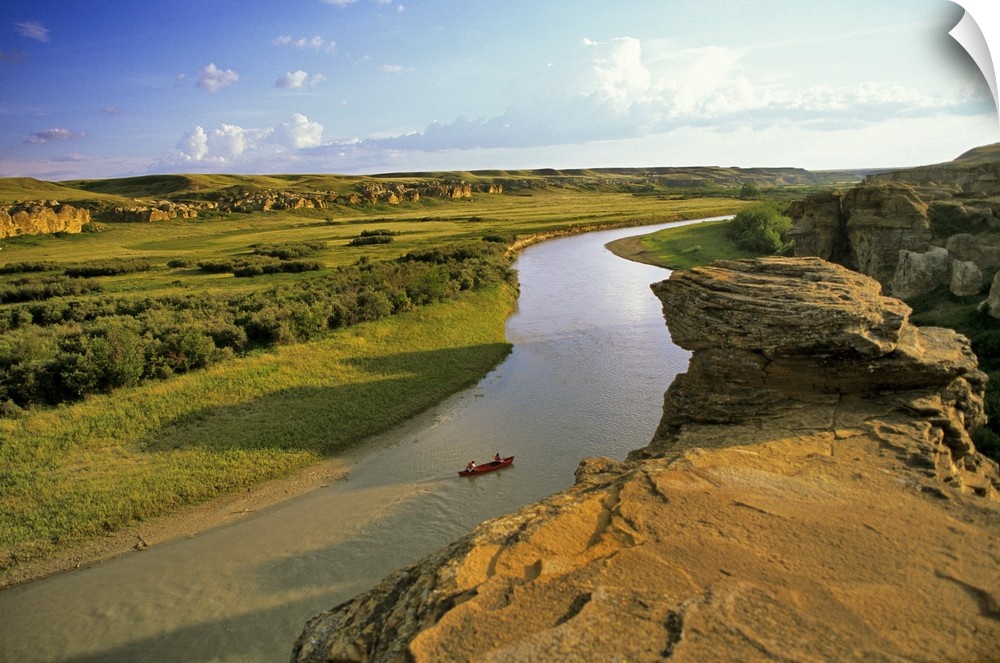 Canoeing on the Milk River @ Writing on Stone Provincial Park in Alberta Canada model released