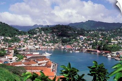 Caribbean, Grenada, View of St. Georges, capital and main port of Grenada
