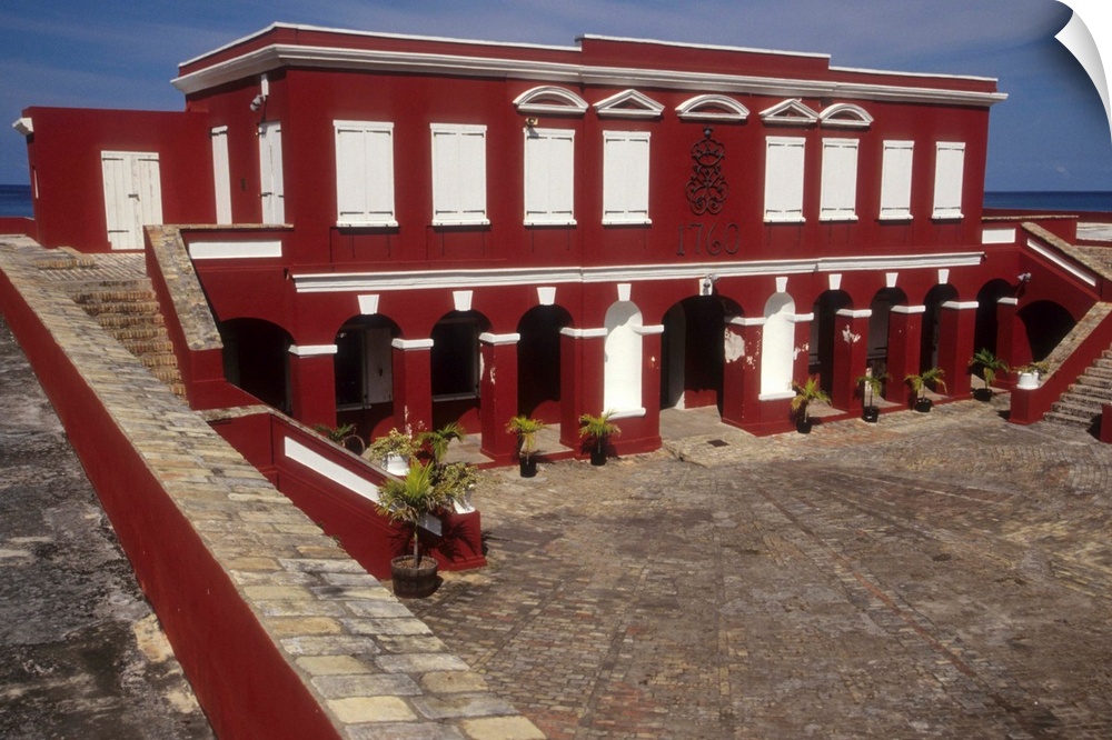 Caribbean: US Virgin Islands, St Croix, Frederiksted, Fort Frederik Museum (built 1760), March.