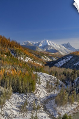 Coal Creek With Cloudcroft Peaks In Late Autumn In Glacier National Park, Montana, USA